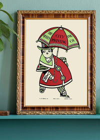 Queen City Printing Inks Vintage Poster - Umbrella Print