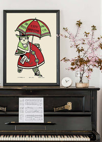 Queen City Printing Inks Vintage Poster - Umbrella Print