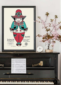 Queen City Printing Inks Vintage Poster - Red & Green Man Print