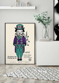 Queen City Printing Inks Vintage Poster - Purple & Green Print