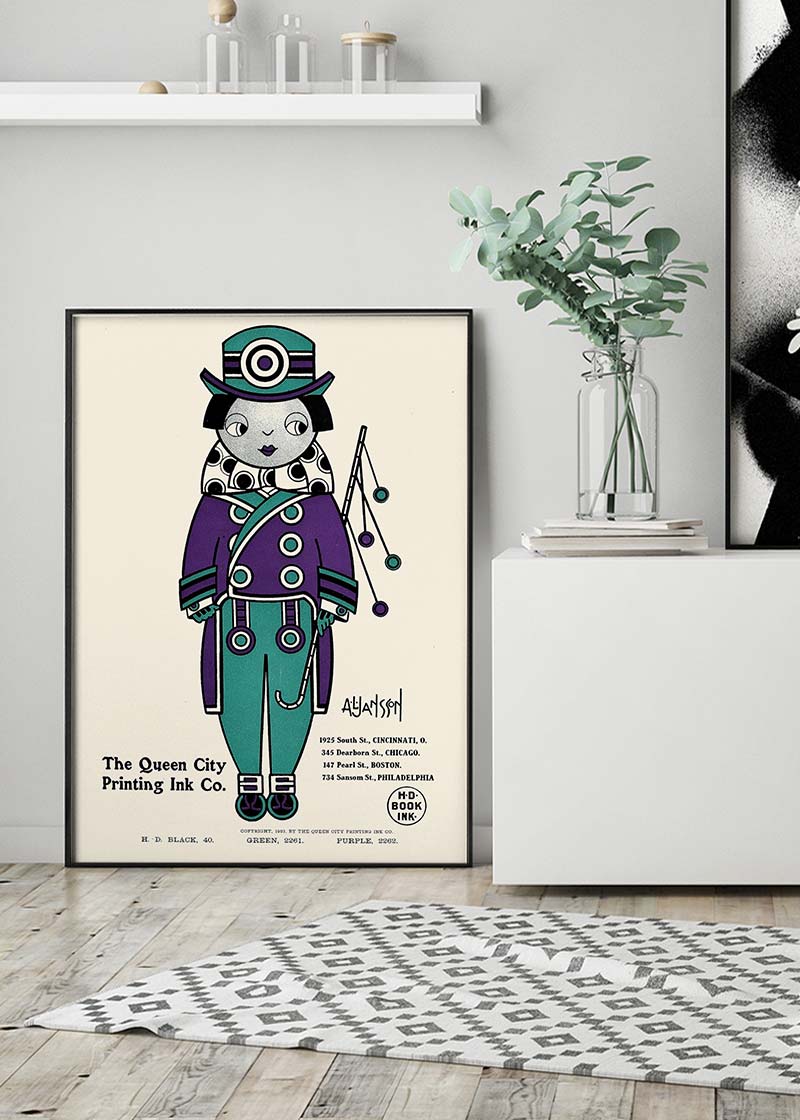 Queen City Printing Inks Vintage Poster - Purple & Green Print