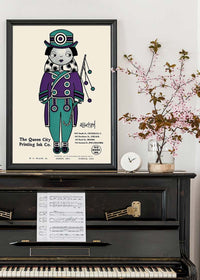Queen City Printing Inks Vintage Poster - Purple & Green Print