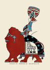 Queen City Printing Inks Vintage Poster - Red & Blue Lion Print