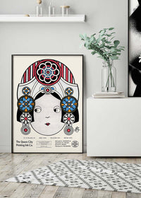 Queen City Printing Inks Vintage Poster - Large Head Print