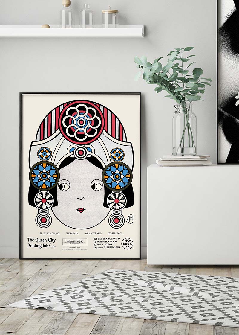 Queen City Printing Inks Vintage Poster - Large Head Print