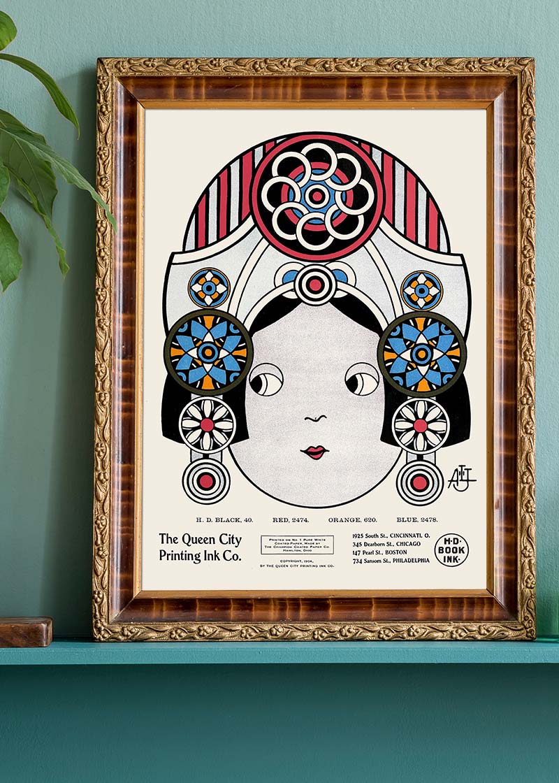 Queen City Printing Inks Vintage Poster - Large Head Print