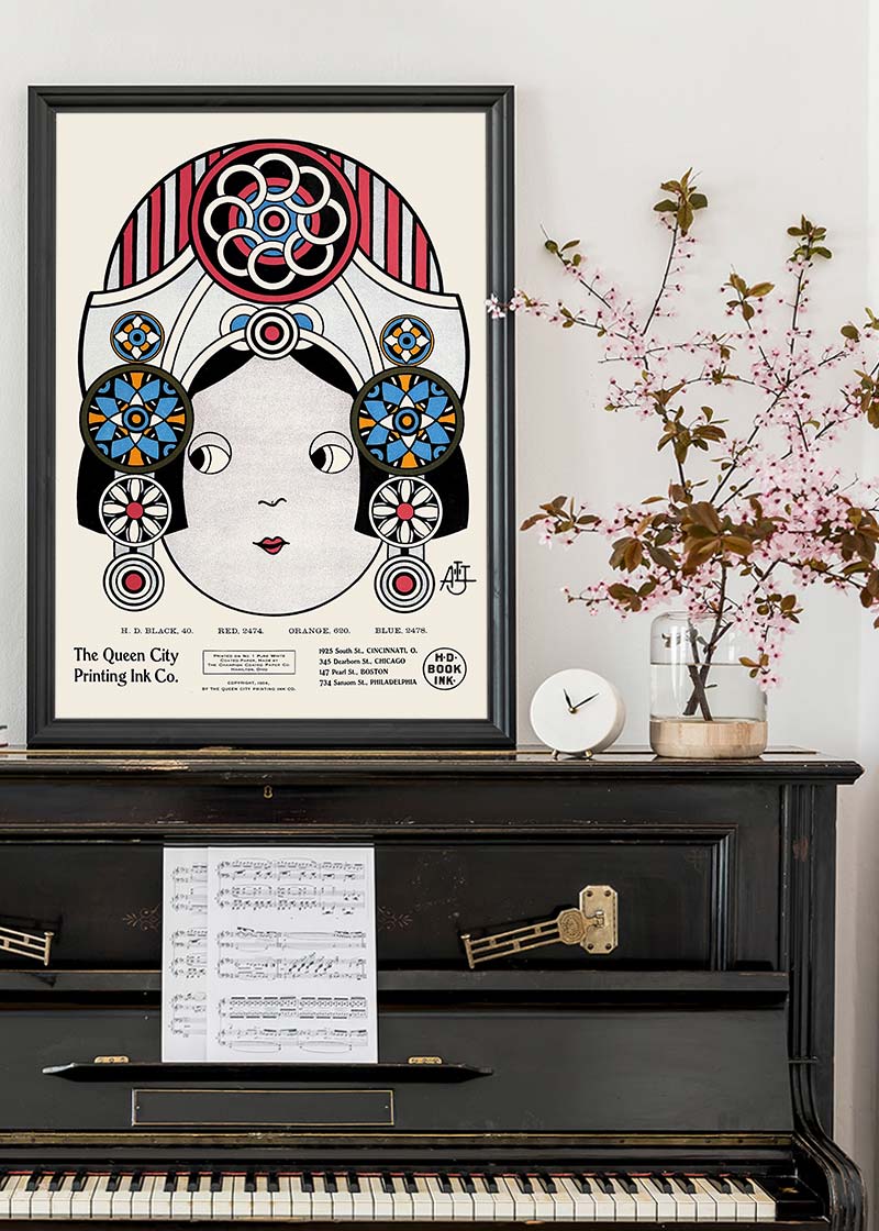 Queen City Printing Inks Vintage Poster - Large Head Print