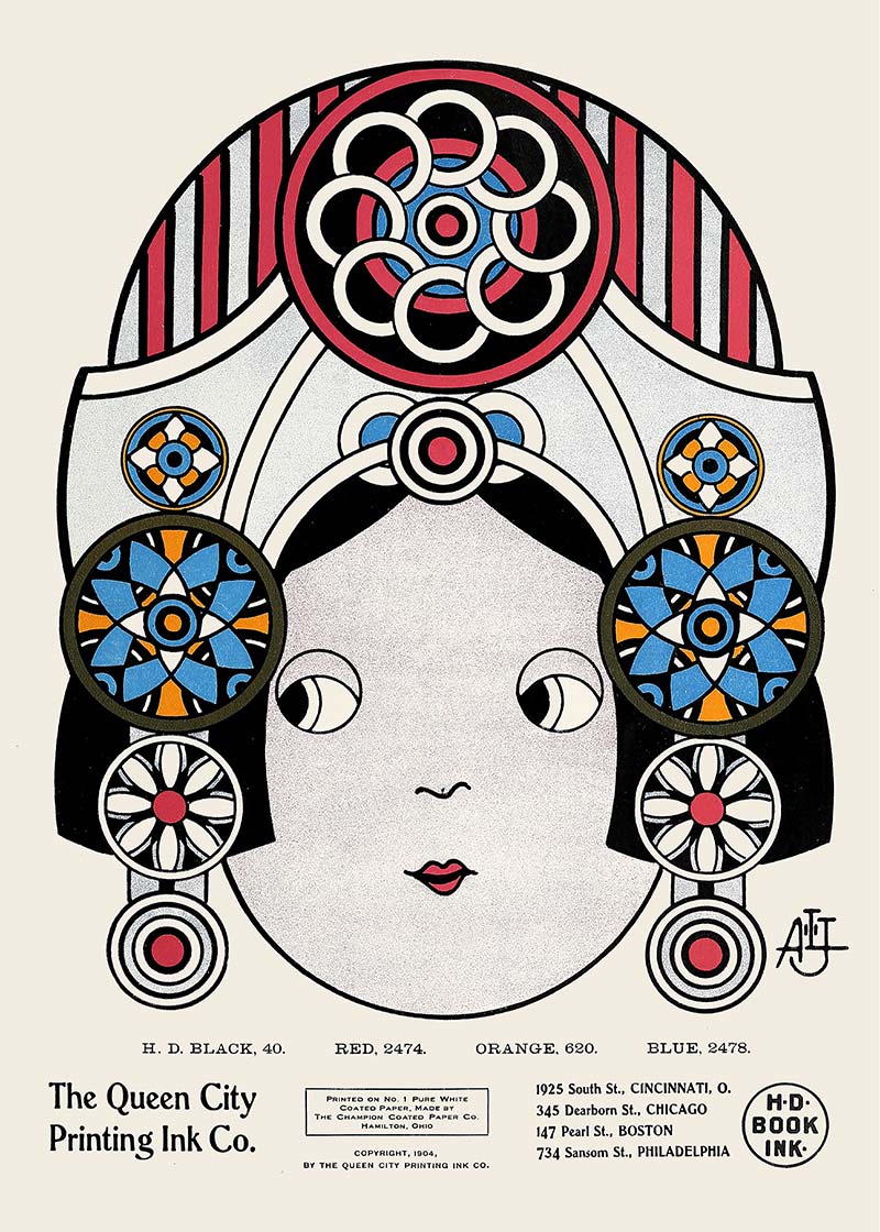 Queen City Printing Inks Vintage Poster - Large Head Print