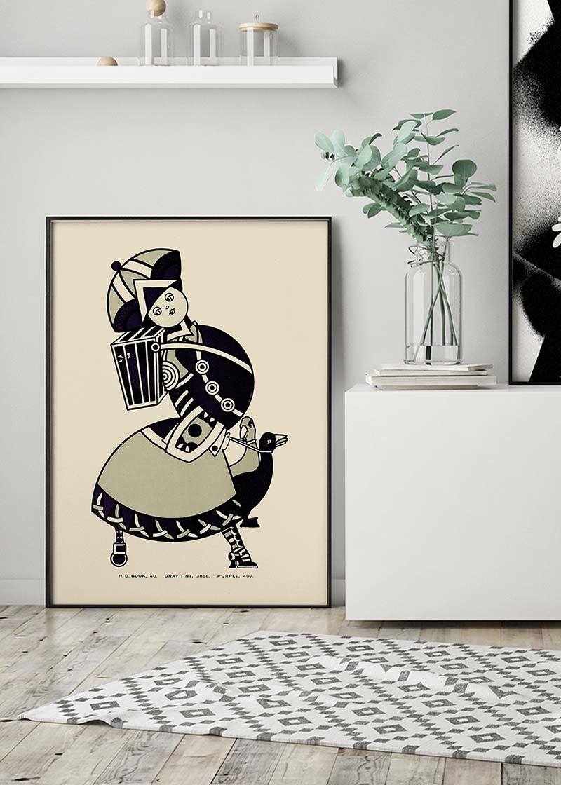 Queen City Printing Inks Vintage Poster - Lady In Grey Inks Print
