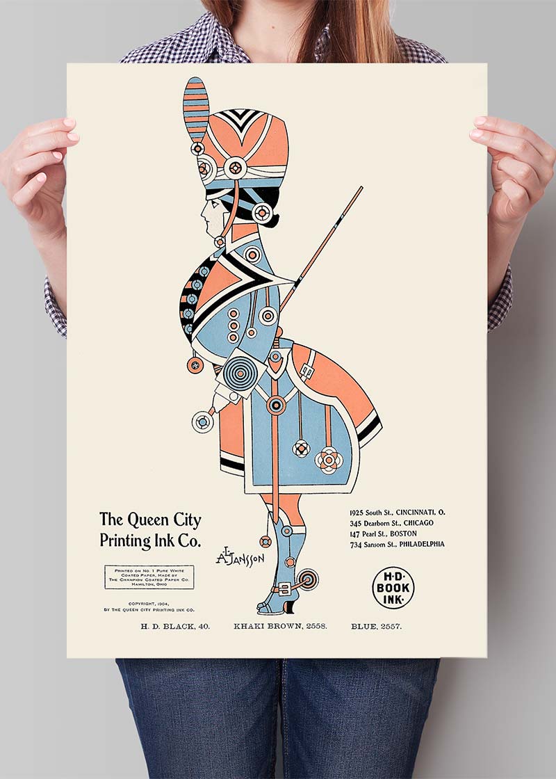 Queen City Printing Inks Vintage Poster - Guard In Pastels Print