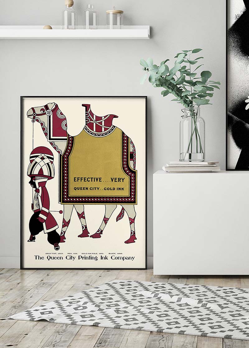 Queen City Printing Inks Vintage Poster - Gold Camel Print