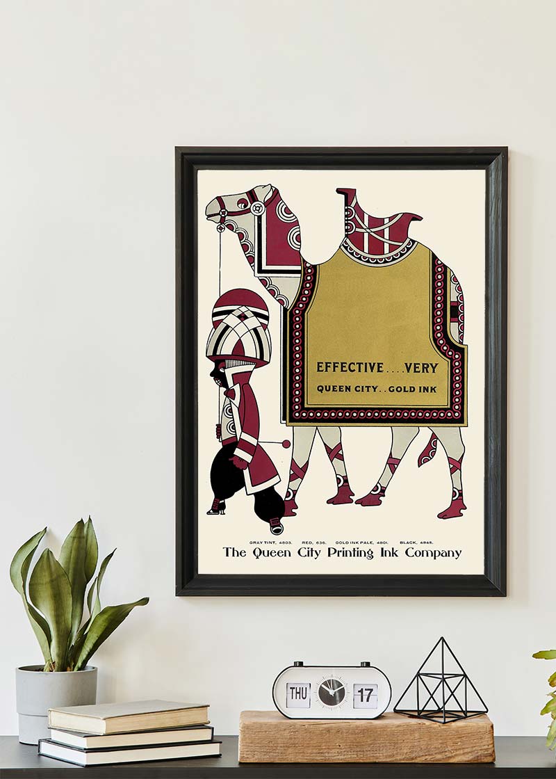 Queen City Printing Inks Vintage Poster - Gold Camel Print