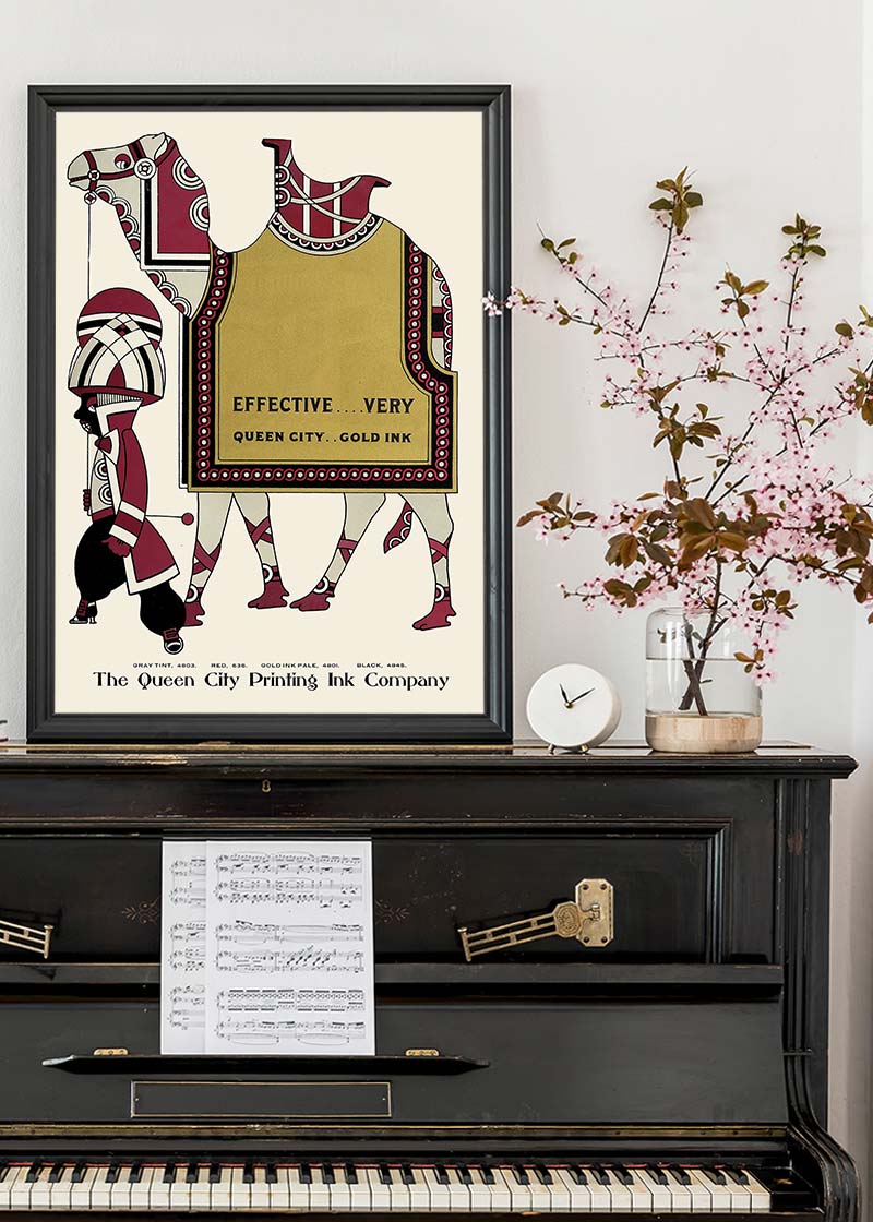 Queen City Printing Inks Vintage Poster - Gold Camel Print