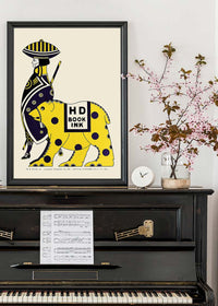 Queen City Printing Inks Vintage Poster - Yellow Bear Print