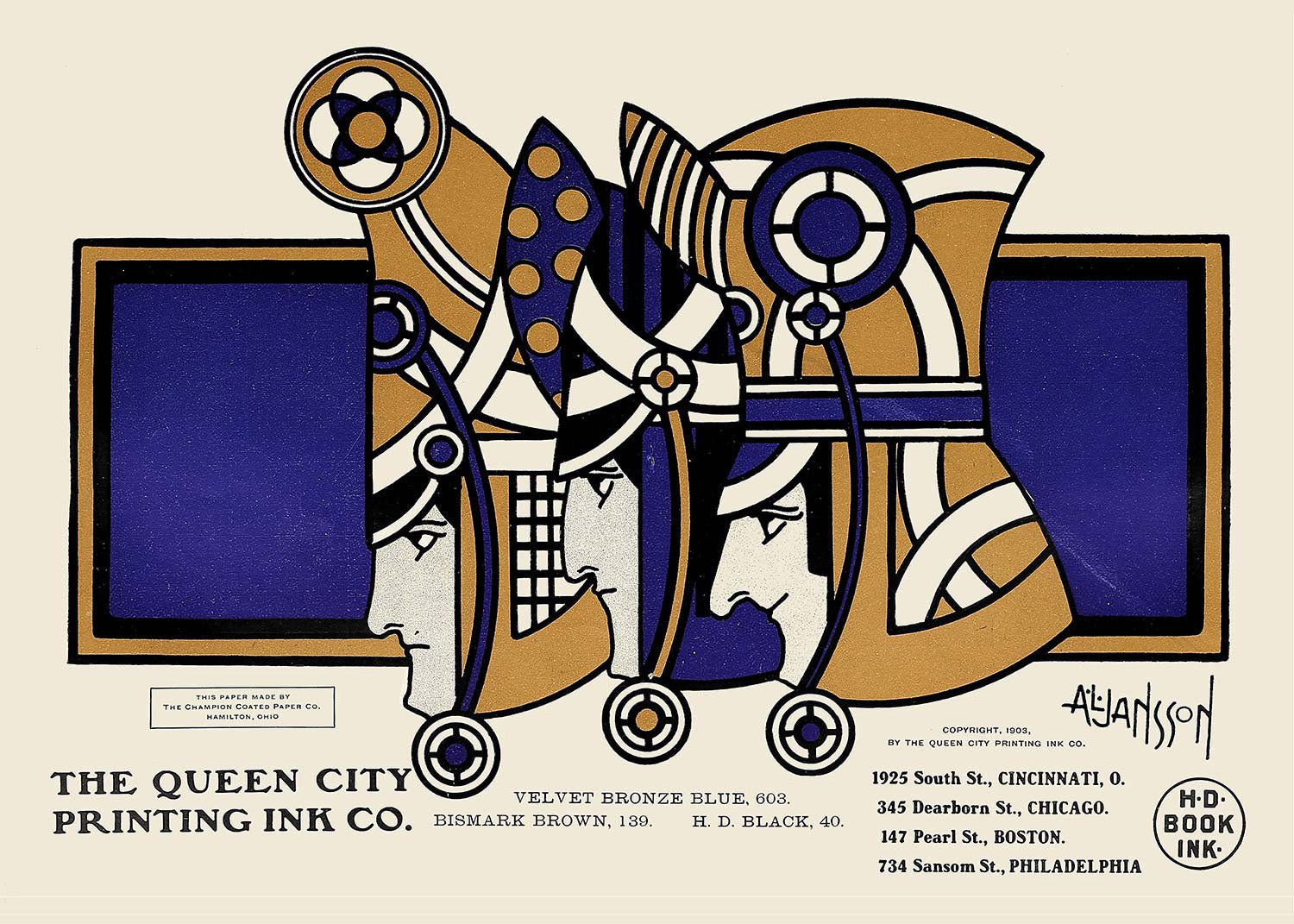 Queen City Printing Inks Vintage Poster - 3 Kings Bronze Print