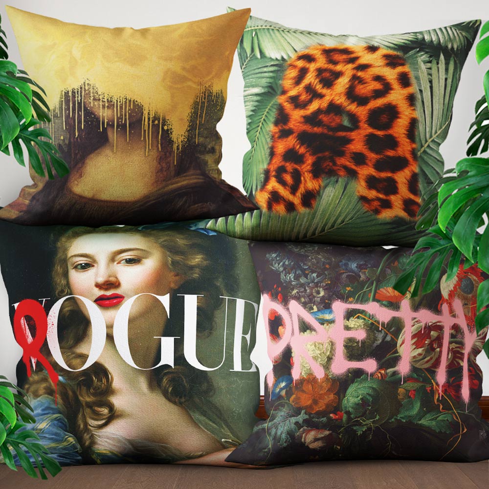 Faux Suede Art Cushions for Maximalism Decor