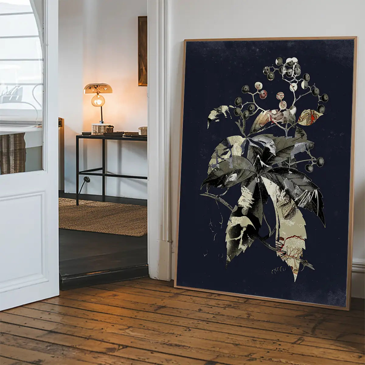 Botanical Leaves Navy Print
