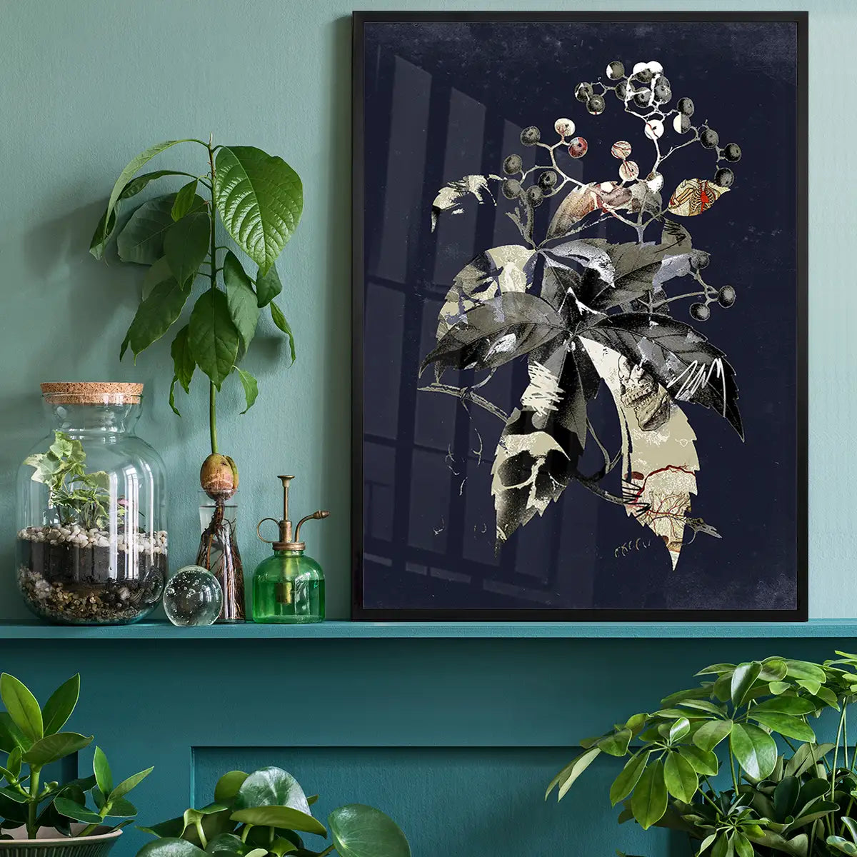 Botanical Leaves Navy Print