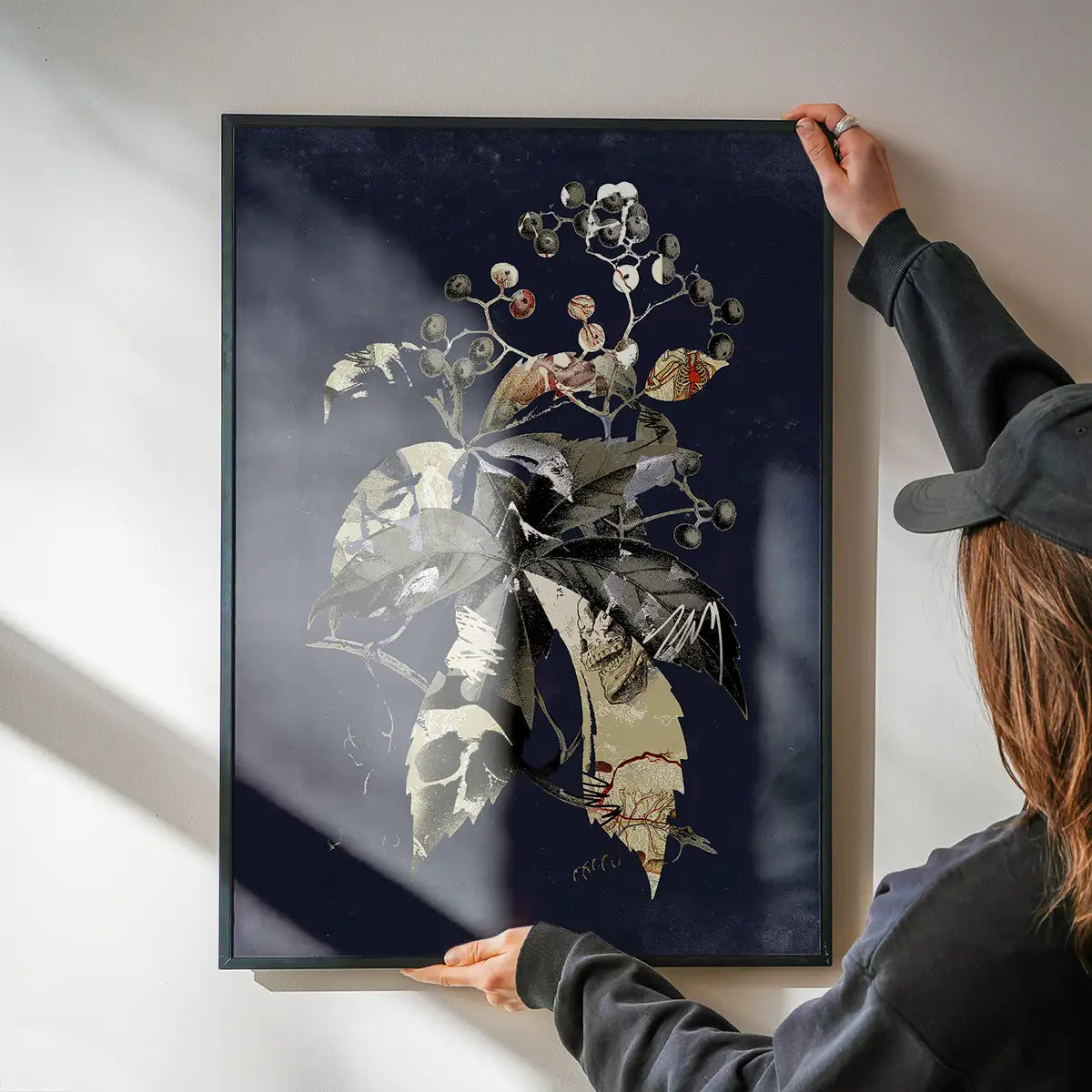 Botanical Leaves Navy Print