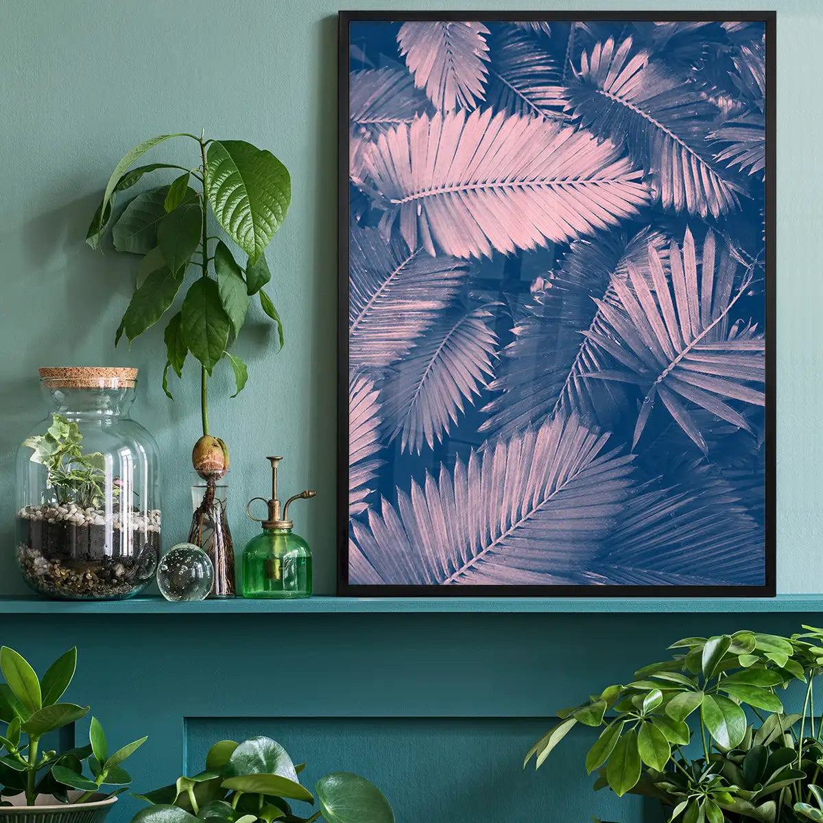 Foliage Pink and Blue Print