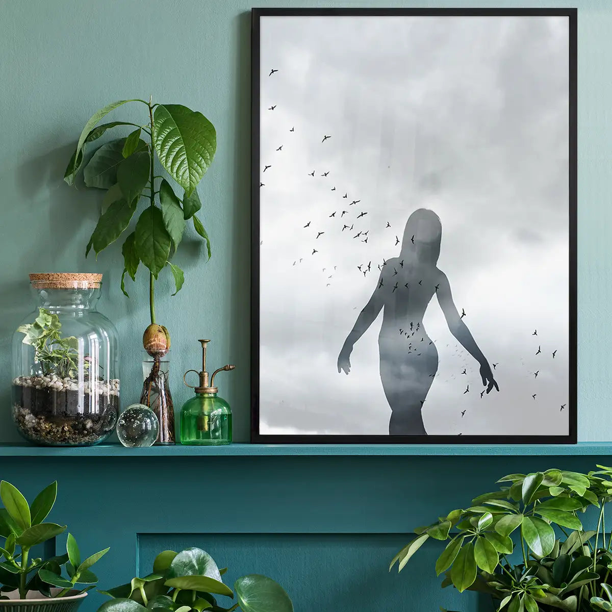 Girl With Birds Print