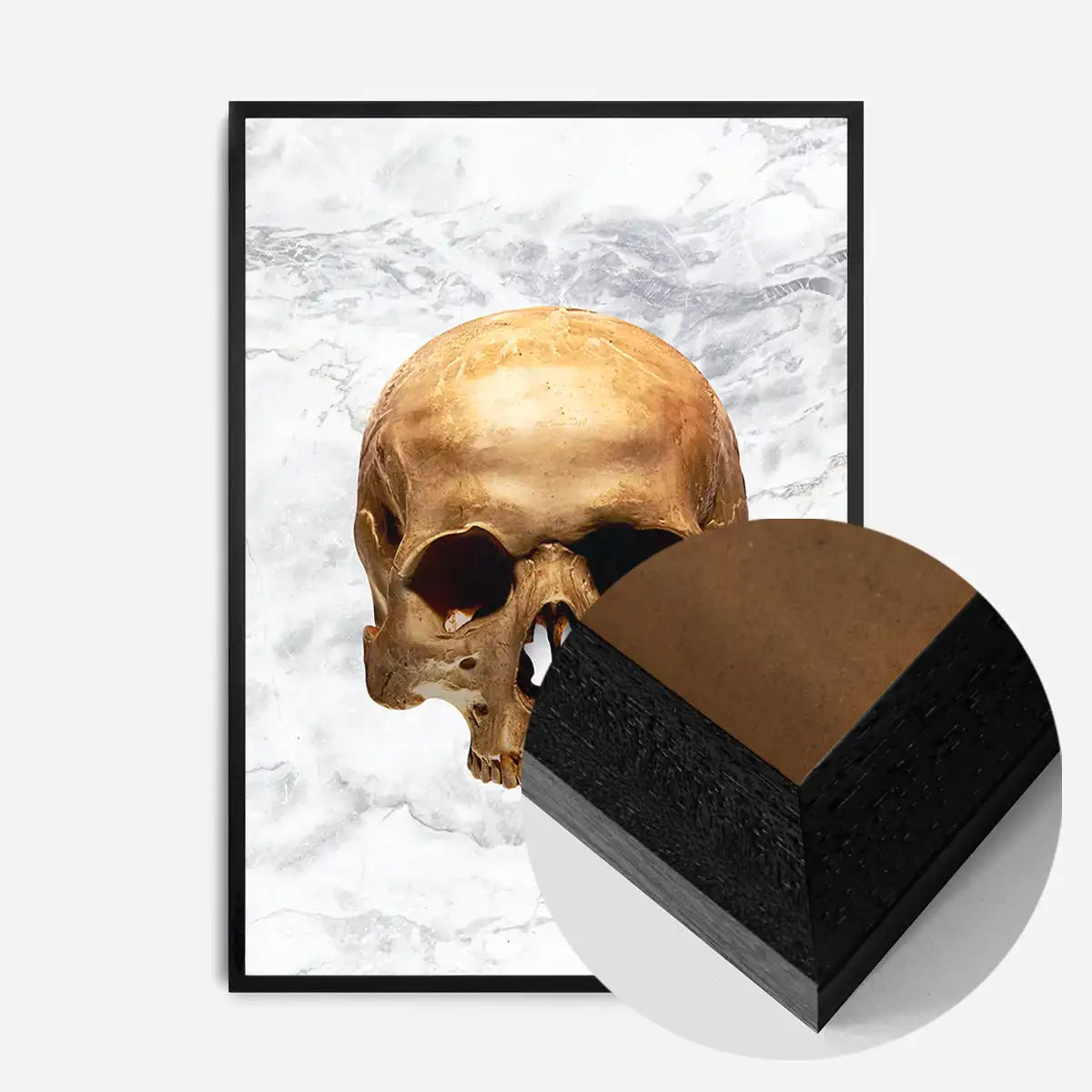 Gold Skull Marble Print White