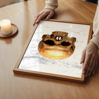 Gold Skull Marble Print White