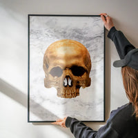 Gold Skull Marble Print White