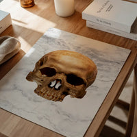 Gold Skull Marble Print White