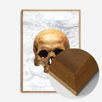 Gold Skull Marble Print White
