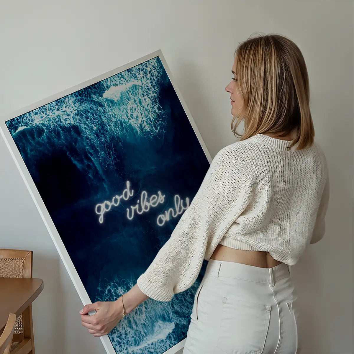 Good Vibes Only Ocean Neon Print