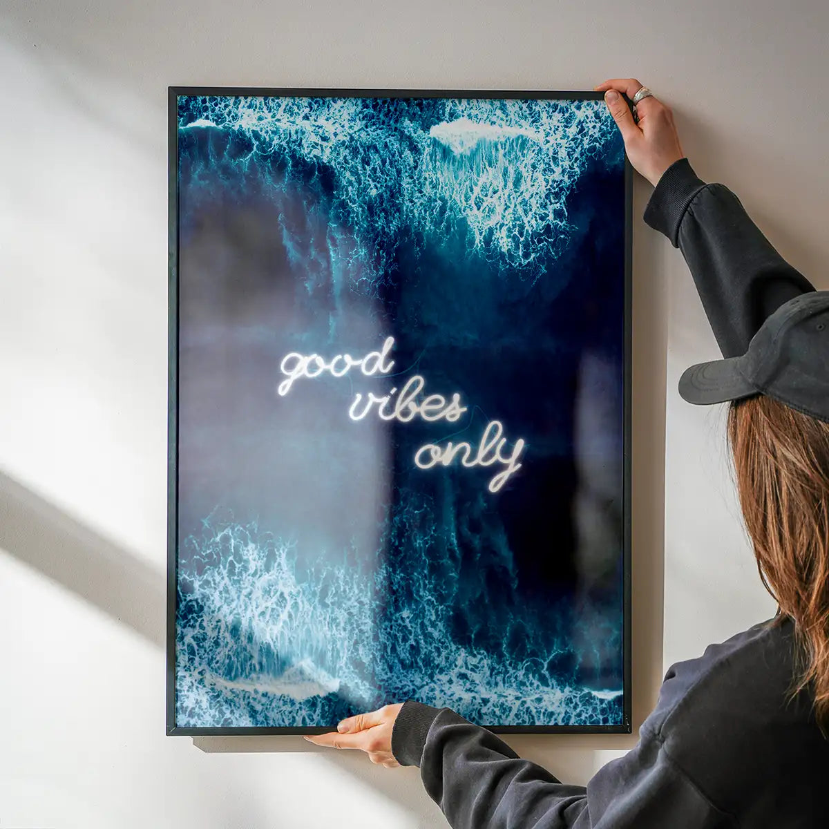 Good Vibes Only Ocean Neon Print