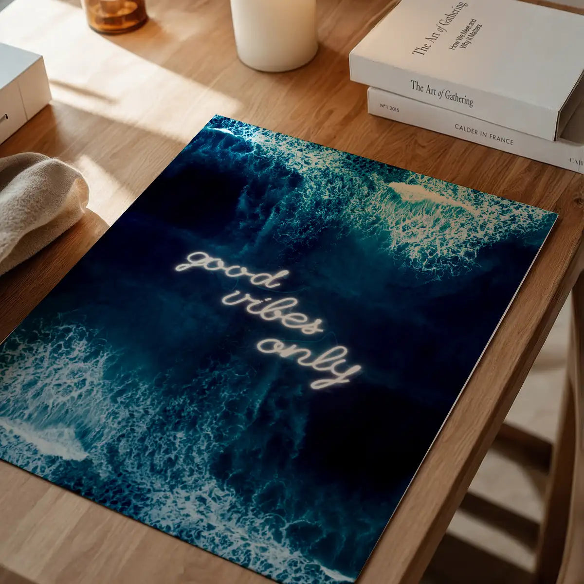 Good Vibes Only Ocean Neon Print