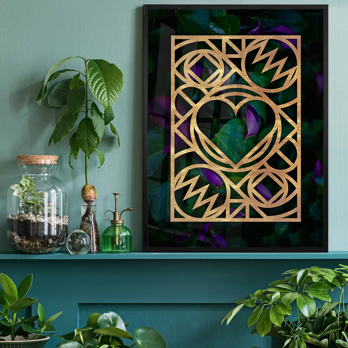 Graphic Heart Gold Print