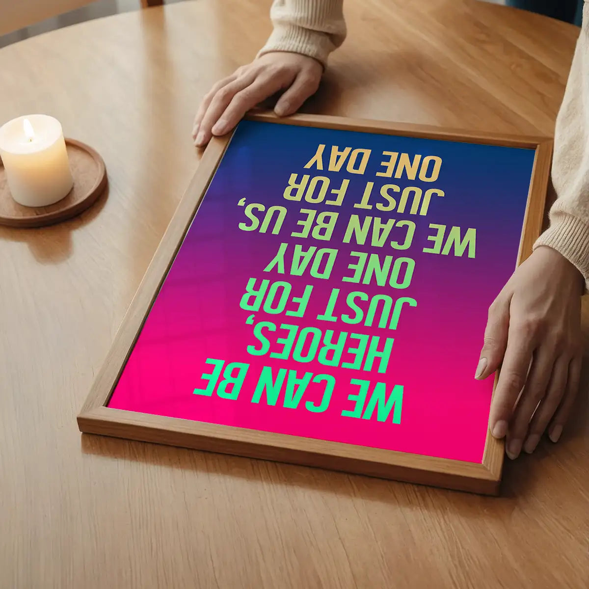 Heroes Lyrics Gradient Blend Print