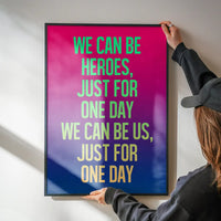 Heroes Lyrics Gradient Blend Print