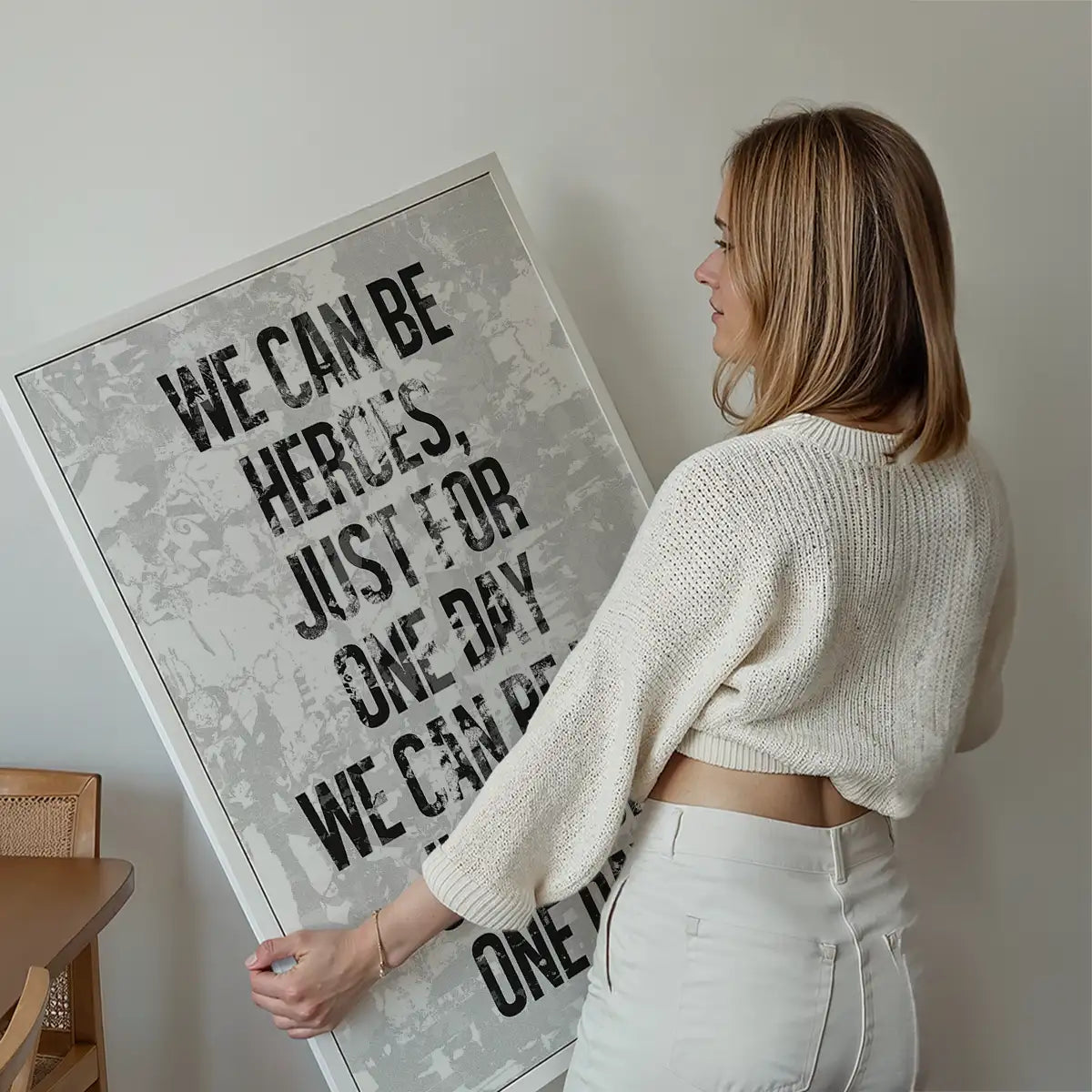 Heroes Lyrics White Grunge Print