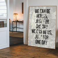 Heroes Lyrics White Grunge Print