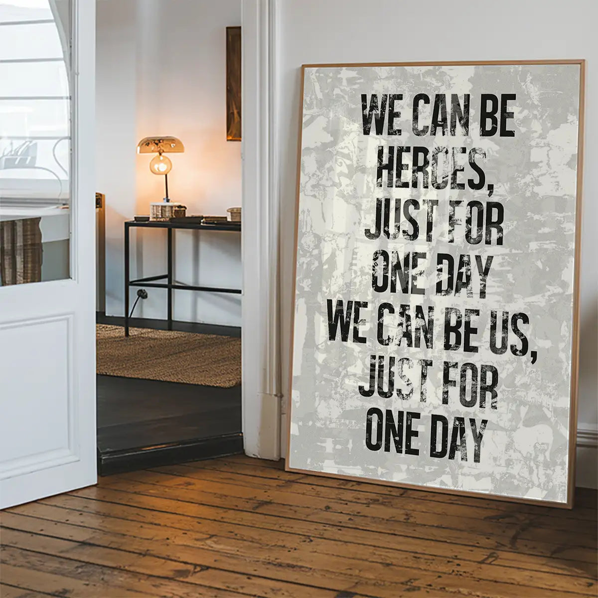 Heroes Lyrics White Grunge Print