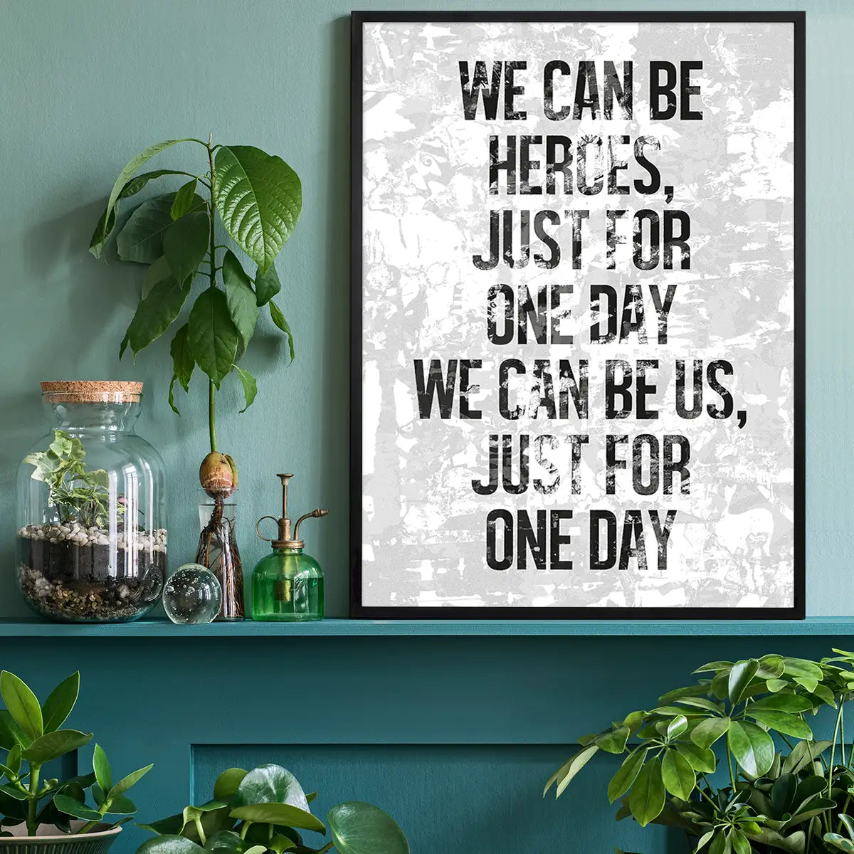 Heroes Lyrics White Grunge Print