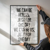 Heroes Lyrics White Grunge Print