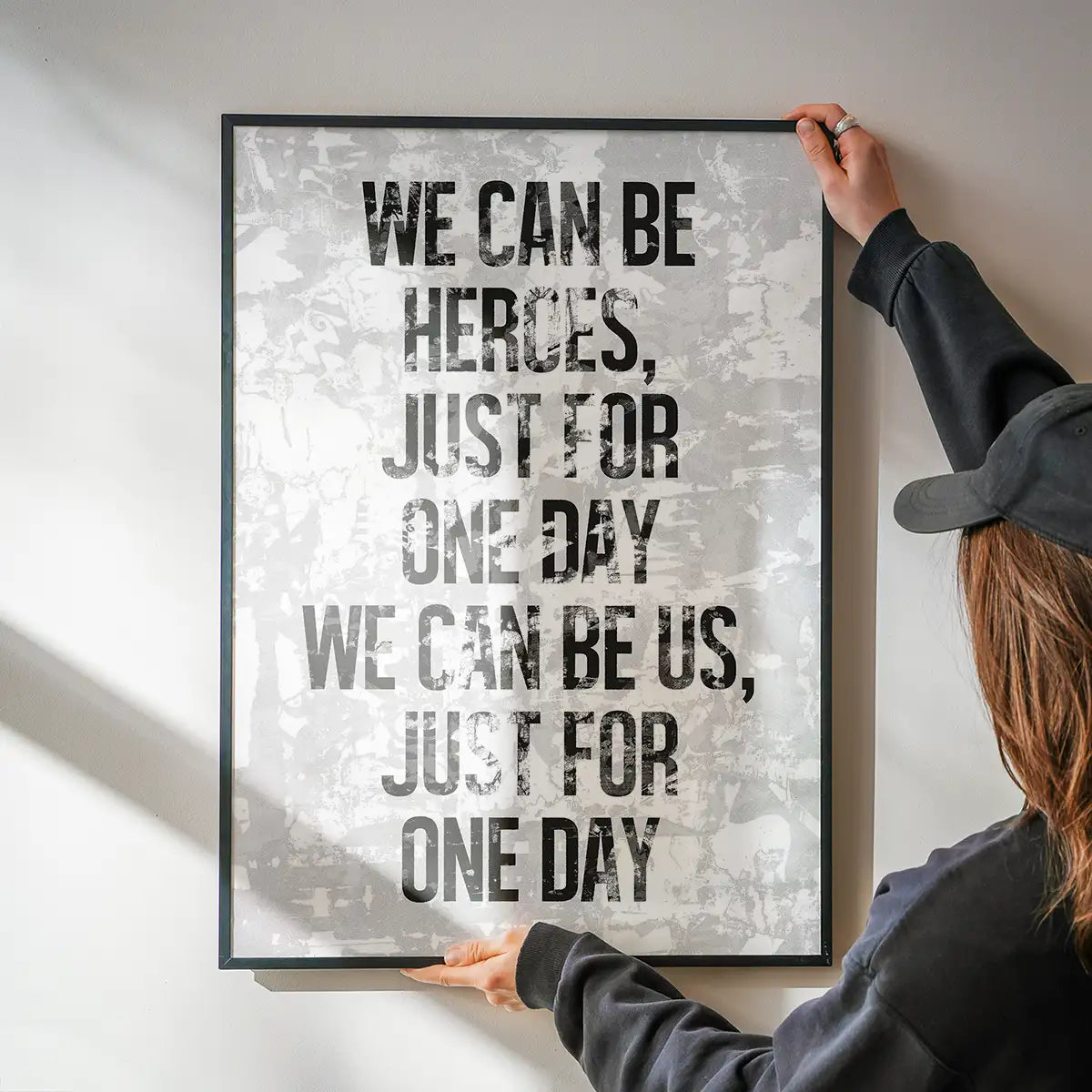Heroes Lyrics White Grunge Print