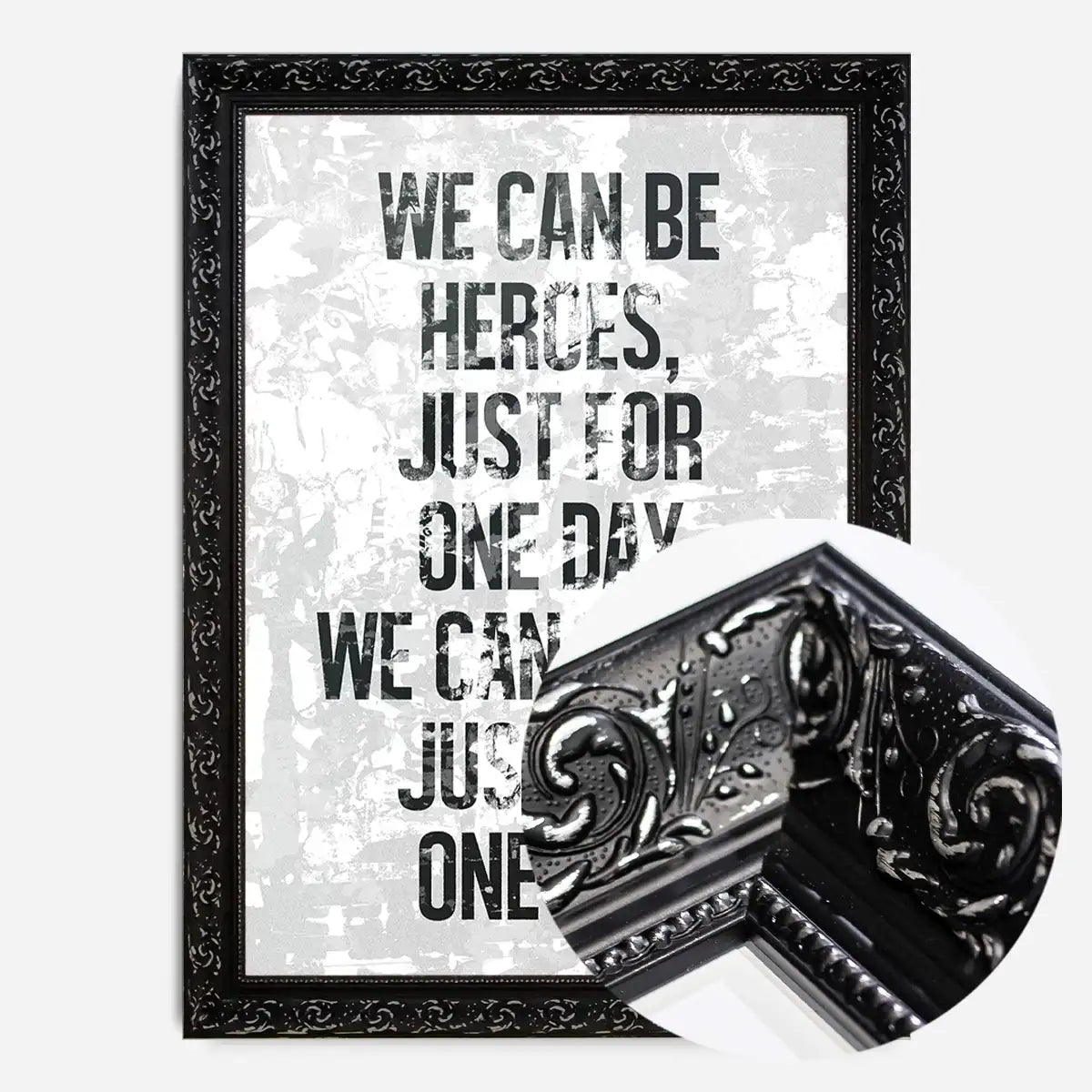 Heroes Lyrics White Grunge Print