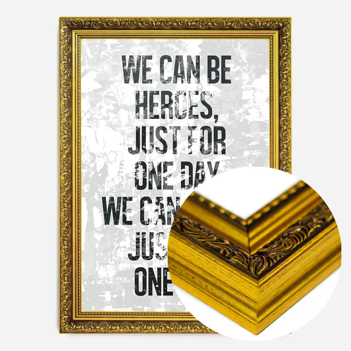 Heroes Lyrics White Grunge Print