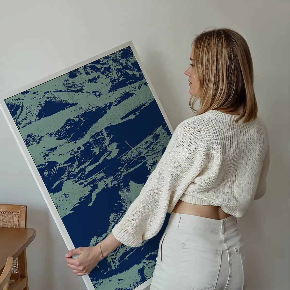 Inky Blue Graffiti Print