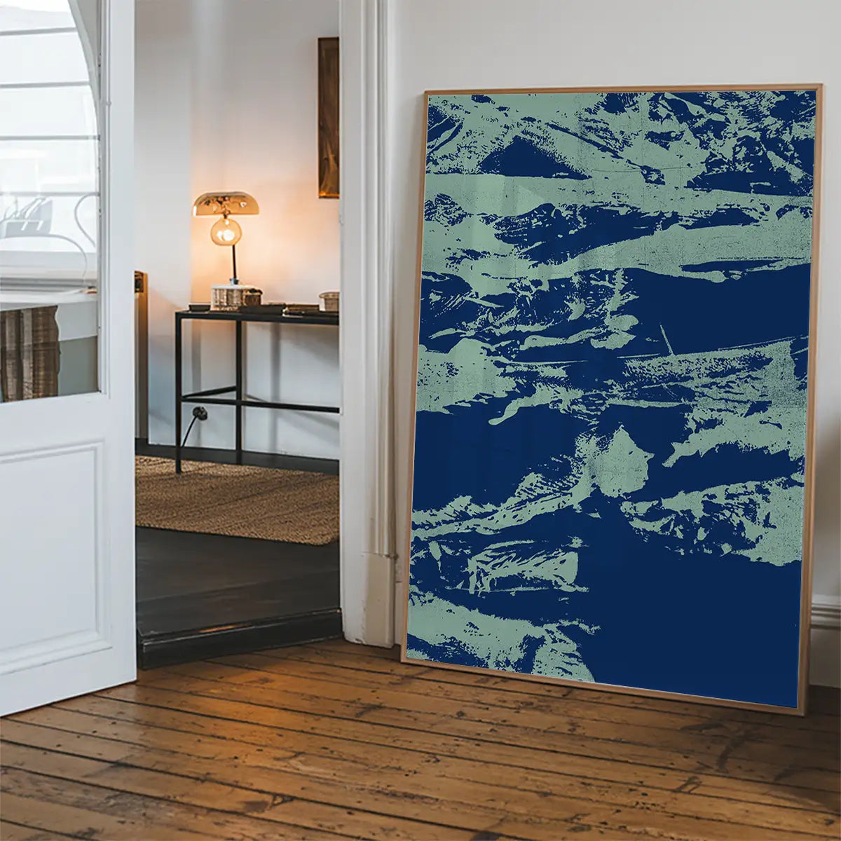 Inky Blue Graffiti Print