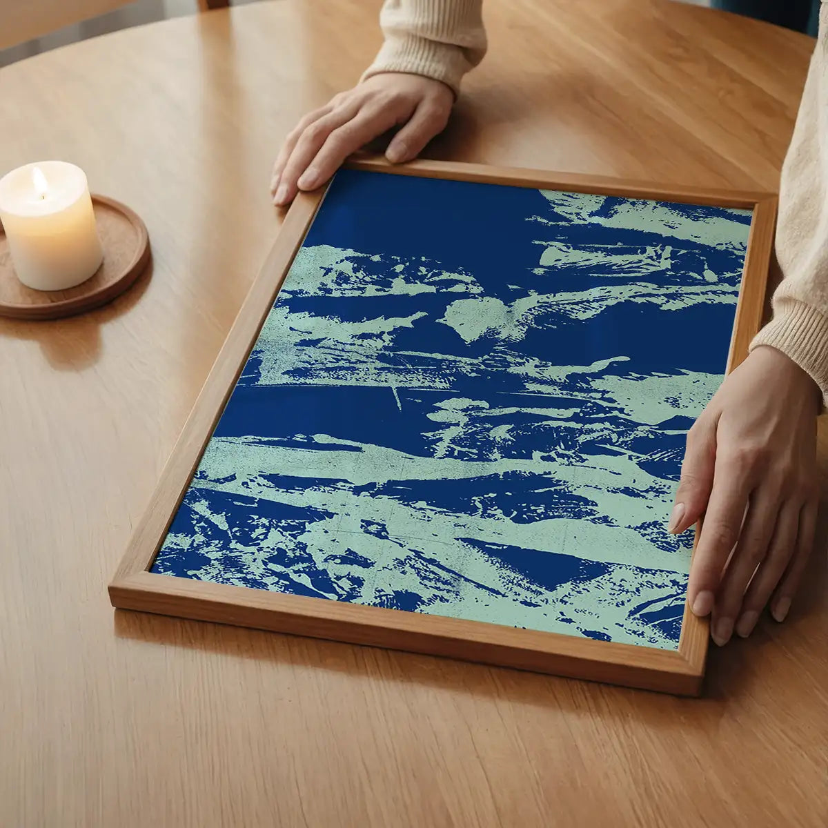 Inky Blue Graffiti Print