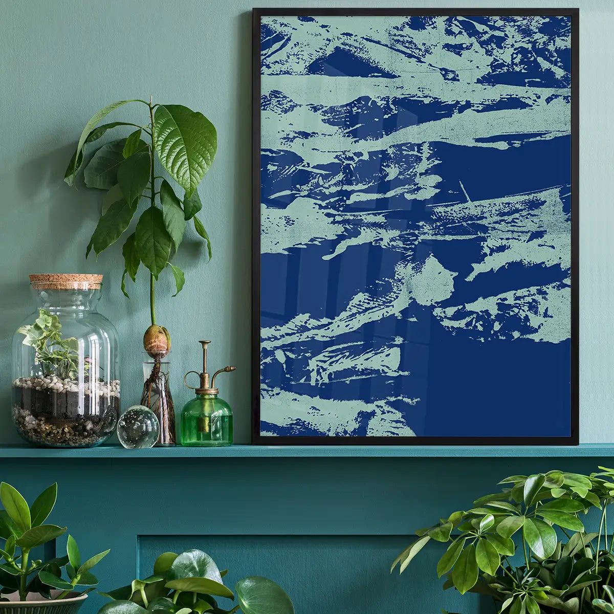 Inky Blue Graffiti Print