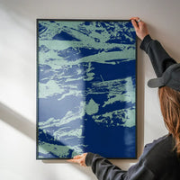 Inky Blue Graffiti Print