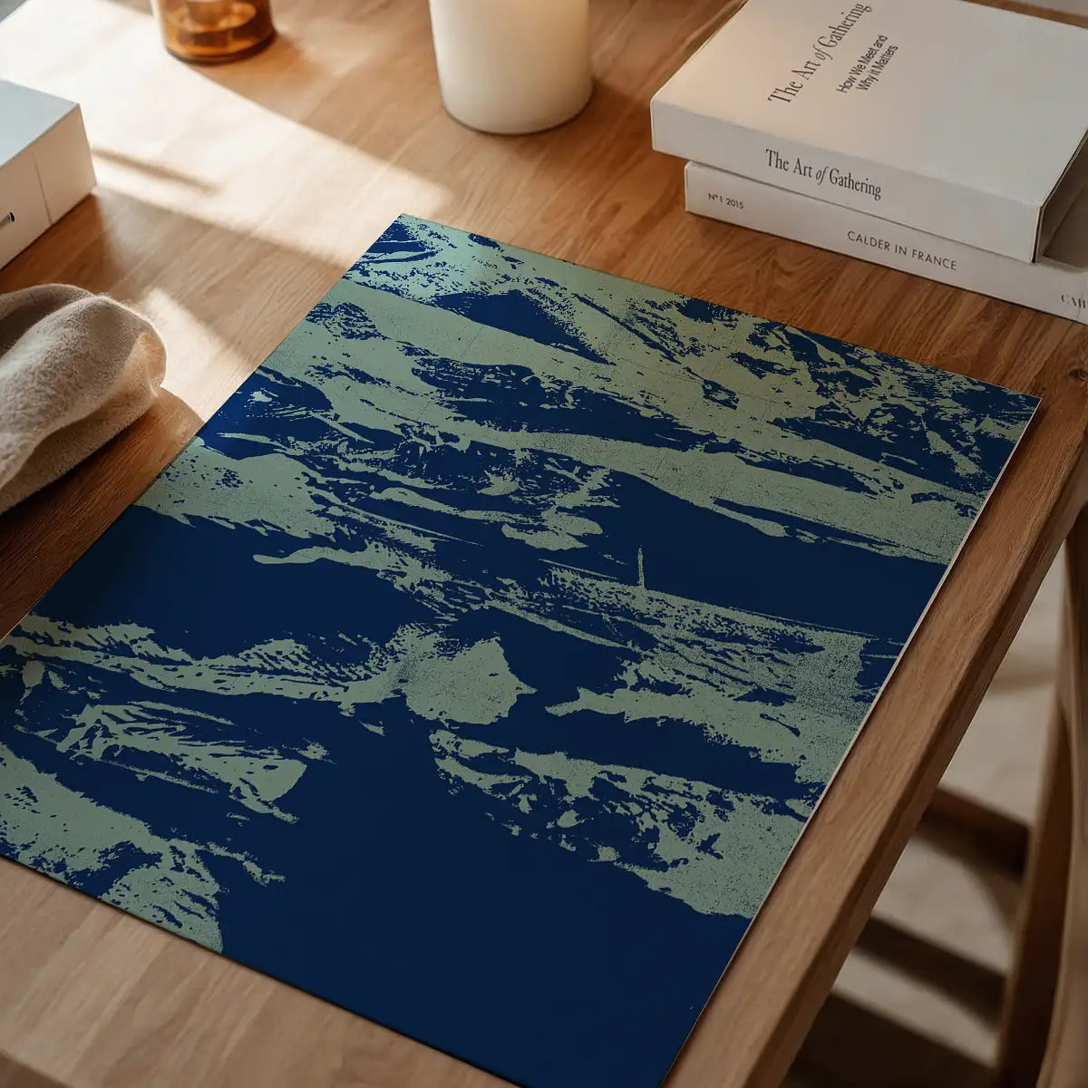 Inky Blue Graffiti Print
